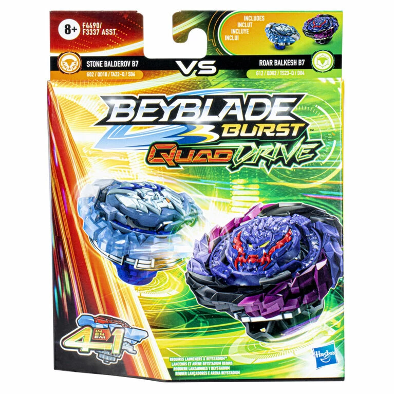 Hasbro Beyblade Burst QuadDrive Roar Balkesh B7 And Stone Balderov B7 Spinning Top Dual Pack - Image 3