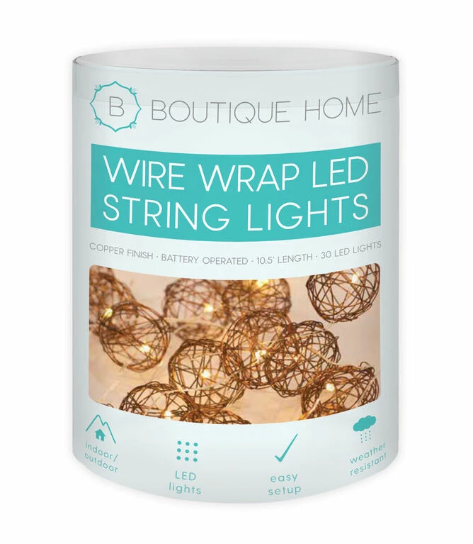 Boutique Home Copper Wired Wrap LED String Lights - Image 2