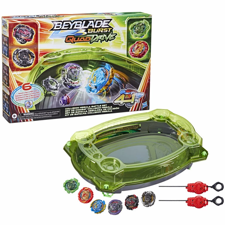 Hasbro Beyblade Burst QuadDrive Collision Nebula Battle Set -- Battle Game Set With Beystadium, 2 Battling Top Toys - R Exclusive