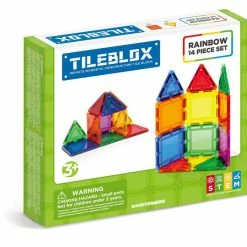Magformers Tileblox 14Pc Rainboew Magnetic Construction Set