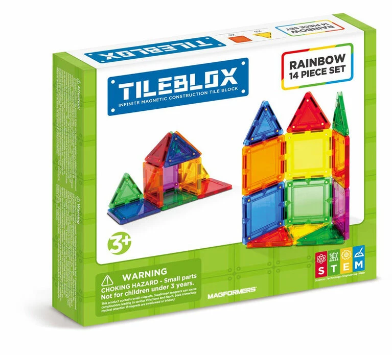 Magformers Tileblox 14Pc Rainboew Magnetic Construction Set