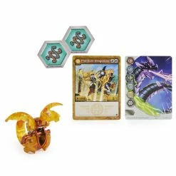 SPIN MASTER Bakugan Evolutions, Dragonoid (Gold), Platinum Series True Metal Bakugan, 2 BakuCores And Character Card