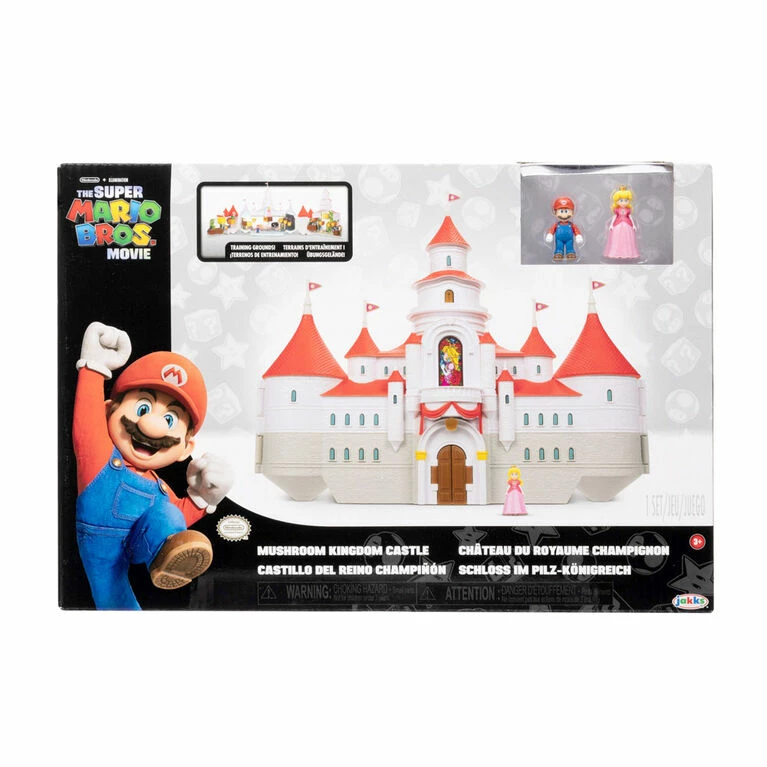 JAKKS PACIFIC The Super Mario Bros. Movie - Mushroom Kingdom Castle Playset With Mini 1.25" Mario And Princess Peach Figures